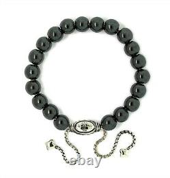 David Yurman 925 Sterling Silver 8mm Hematite Spiritual Beads Bracelet