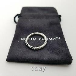 David Yurman Sterling Silver 3'mm Hematite Cable Berries Ring Size 7 Pouch & Box