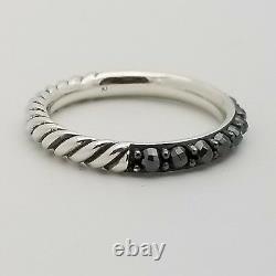 David Yurman Sterling Silver 3'mm Hematite Cable Berries Ring Size 7 Pouch & Box