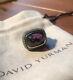 David Yurman Sterling Silver Waverly Ring Amethyst Grey Sapphires And Dy Pouch