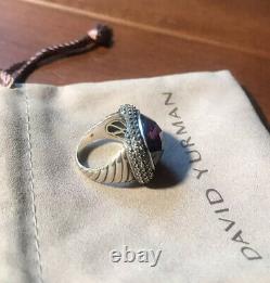 David Yurman Sterling Silver Waverly Ring Amethyst Grey Sapphires And DY Pouch