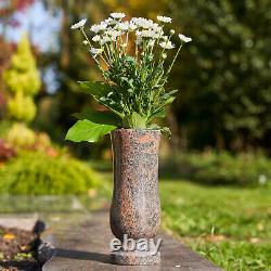 Decorative Flower Vase Natural Stone Granite Gneis Red-Grey Flowerpot Tisch-Vase