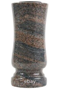 Decorative Flower Vase Natural Stone Granite Gneis Red-Grey Flowerpot Tisch-Vase