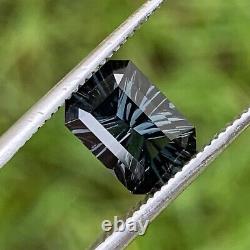 Deep Teal Grey Spinel Concave Cut 1.5 ct Octagon centre Stone for Ring