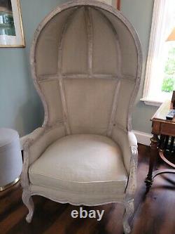 Divine Antiqued Canopy Seat natural stone grey fabric with hardwood frame
