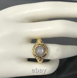 Early Victorian 18K Solid Yellow Gold & Moonstone Ring C1846 Size S 9 1/8