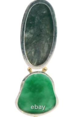 Epidote & Jadeite Buddha 925 Sterling Silver Pendant