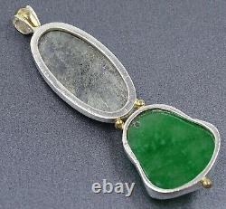 Epidote & Jadeite Buddha 925 Sterling Silver Pendant