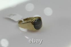 Estate Mens Grey Star Sapphire 14k Yellow Gold Ring Size 9