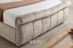 Fabric Sleigh Ottoman Gas Lift Storage Bed End Lifting in Stone/Grey, 5FT, 6FT