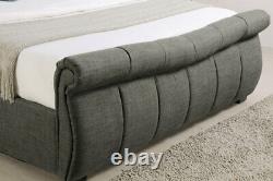 Fabric Sleigh Ottoman Gas Lift Storage Bed End Lifting in Stone/Grey, 5FT, 6FT
