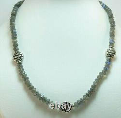 Faceted Labradorite Necklace with Silver Spacers