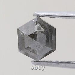 Fancy gray color natural diamond 1.62tcw hexagon diamond solitaire gray diamond