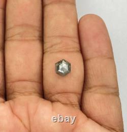 Fancy gray color natural diamond 1.62tcw hexagon diamond solitaire gray diamond