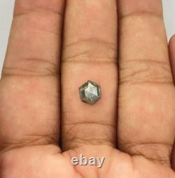 Fancy gray color natural diamond 1.62tcw hexagon diamond solitaire gray diamond