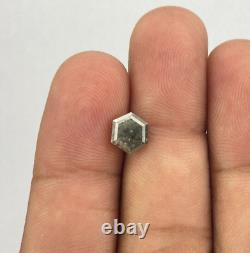 Fancy gray color natural diamond 1.62tcw hexagon diamond solitaire gray diamond