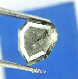 Fancy real gray natural diam 2.44tcw gray antique pear rose cut for mother jewel