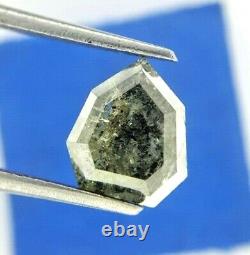 Fancy real gray natural diam 2.44tcw gray antique pear rose cut for mother jewel