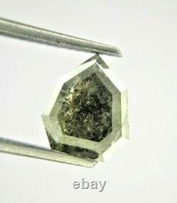 Fancy real gray natural diam 2.44tcw gray antique pear rose cut for mother jewel