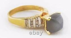 GENUINE 1.65 Cts GREY SAPPHIRE & WHITE SAPPHIRE 14k Gold RING Free Shipping