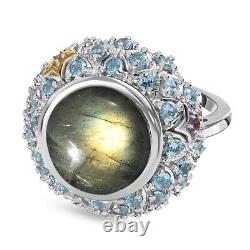 GP Multi Gemstone Dome Ring for Women Yellow Gold Over Silver TCW 8.28ct