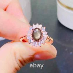 Genuine Gray Star Sapphire Gemstone Ring, Natural Star Sapphire Ring