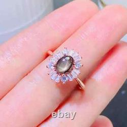 Genuine Gray Star Sapphire Gemstone Ring, Natural Star Sapphire Ring