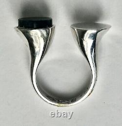 Georg Jensen silver and spectrolite ring #173 by Bent Gabrielsen Size L 16mm