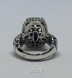 Giant Natural Grey Moonstone 925 Sterling Silver Bali Ring Size US 6.5 Indonesia