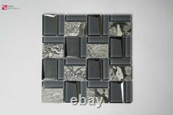 Glass Mosaic Marble Mosaic Tiles 3D Mosaic Gray Marble Glass 3D Cut 1qm 8mm
