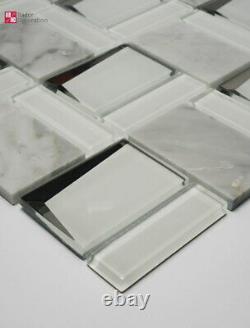 Glass Mosaic Marble Mosaic Tiles Marbled White Grey Marble 3D 1qm 8mm