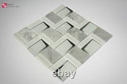 Glass Mosaic Marble Mosaic Tiles Marbled White Grey Marble 3D 1qm 8mm