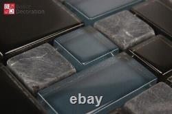 Glass Mosaic Marbled Mosaic Tiles Black Blue Grey 1 M ² New 8mm