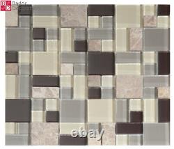 Glass Mosaic Marbled Tiles Black White Grey Beige 1qm 8mm