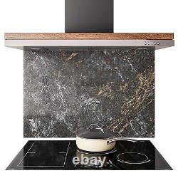 Glass Splashback Kitchen Cooker Panel ANY SIZE Natural Stone Marble Granite Gold