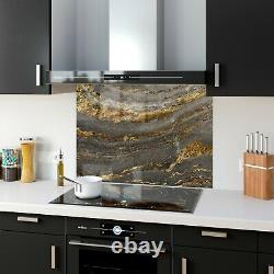 Glass Splashback Kitchen Tile Cooker Panel ANY SIZE Marble Stone Structure 1384