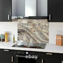 Glass Splashback Kitchen Tile Cooker Panel ANY SIZE Natural Marble Stone Texture