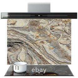 Glass Splashback Kitchen Tile Cooker Panel ANY SIZE Natural Marble Stone Texture