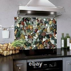 Glass Wall Panel Tiles Kitchen Splashback ANY SIZE Colour Stones Beach Art WxH