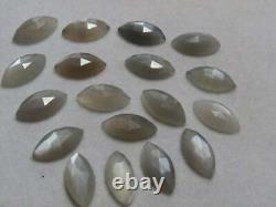 Gray Moonstone Marquise Shape Flat Back Rose Cut Loose Gemstone 3x6mm To 5x10mm