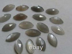 Gray Moonstone Marquise Shape Flat Back Rose Cut Loose Gemstone 3x6mm To 5x10mm