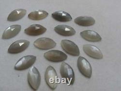 Gray Moonstone Marquise Shape Flat Back Rose Cut Loose Gemstone 3x6mm To 5x10mm