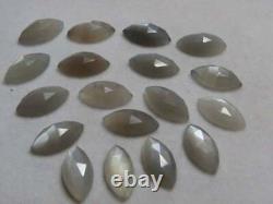 Gray Moonstone Marquise Shape Flat Back Rose Cut Loose Gemstone 3x6mm To 5x10mm
