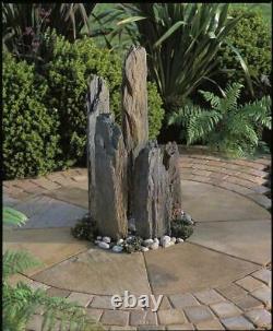 Grey Chunky Welsh Slate Drilled Monolith Water Feature 900mm Garden Landscape