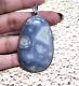 Grey Color Natural Agate Gemstone Pendant 2.25 Inch Vintage Silver Big 19.69 G