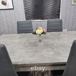 Grey Dining Table And 4 Chairs Dining Room Wood kitchen table and Leather chairs