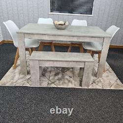 Grey Dining Table With 4 Tulip Chairs And A Bench White Grey Kitchen Set Of 4