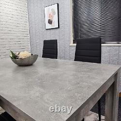 Grey Dining Table and 4 Chairs Wood Stone Grey Effect Kitchen Dining Set for 4