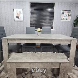 Grey Dining Table with 4 Chairs and a Bench kitchen dining set of 6