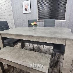 Grey Dining Table with 4 Chairs and a Bench kitchen dining set of 6